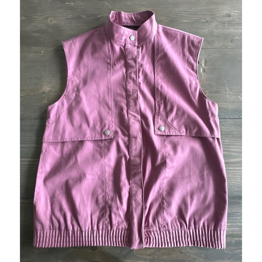 Vintage LeSport Tomboy Pink 100% Cotton Snap Button Boho Y2K Vest Women's Size 9